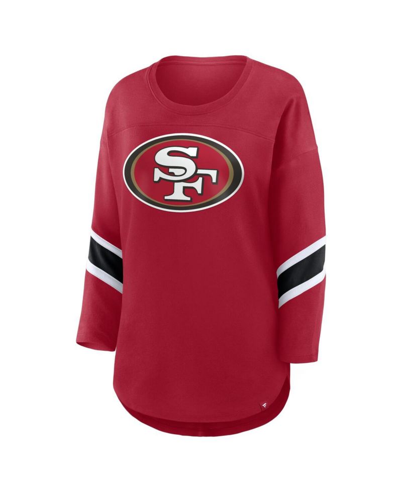 Women's Scarlet San Francisco 49ers Plus Size Redzone 3/4-Sleeve Scoop Neck T-Shirt
