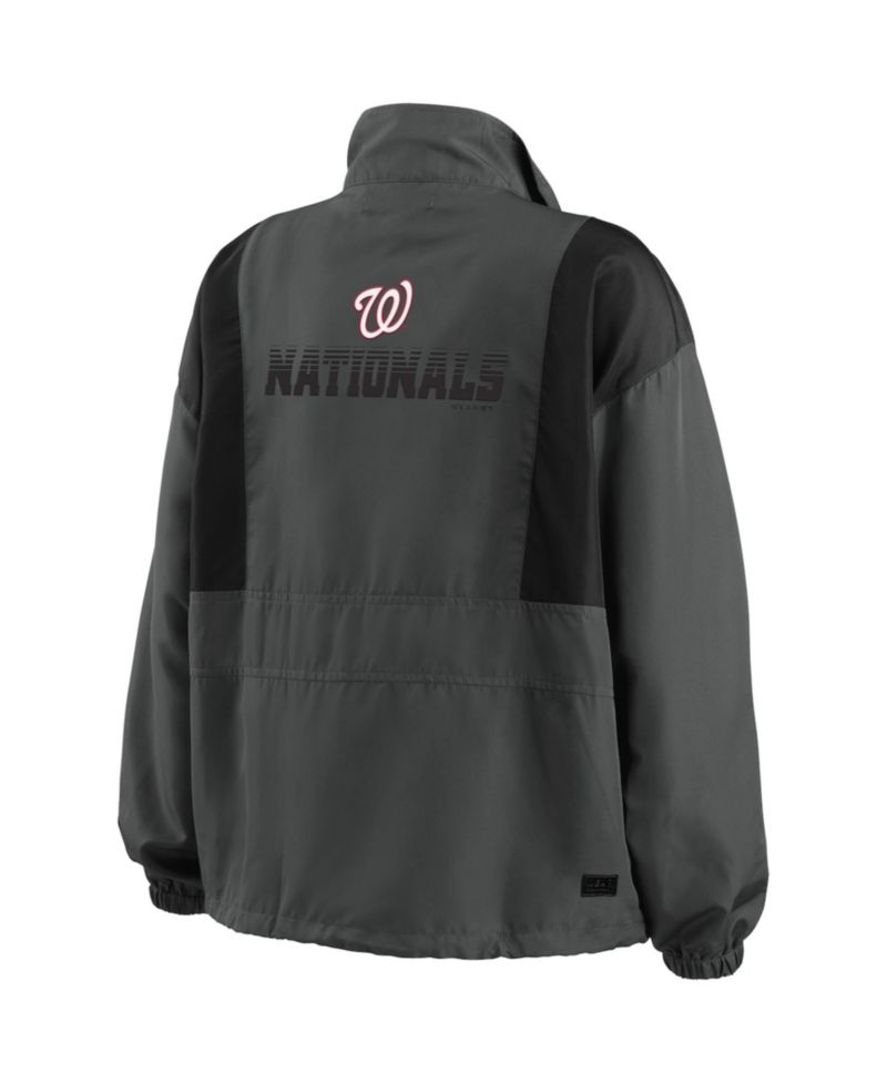 Women's Charcoal Washington Nationals Packable Half-Zip Jacket