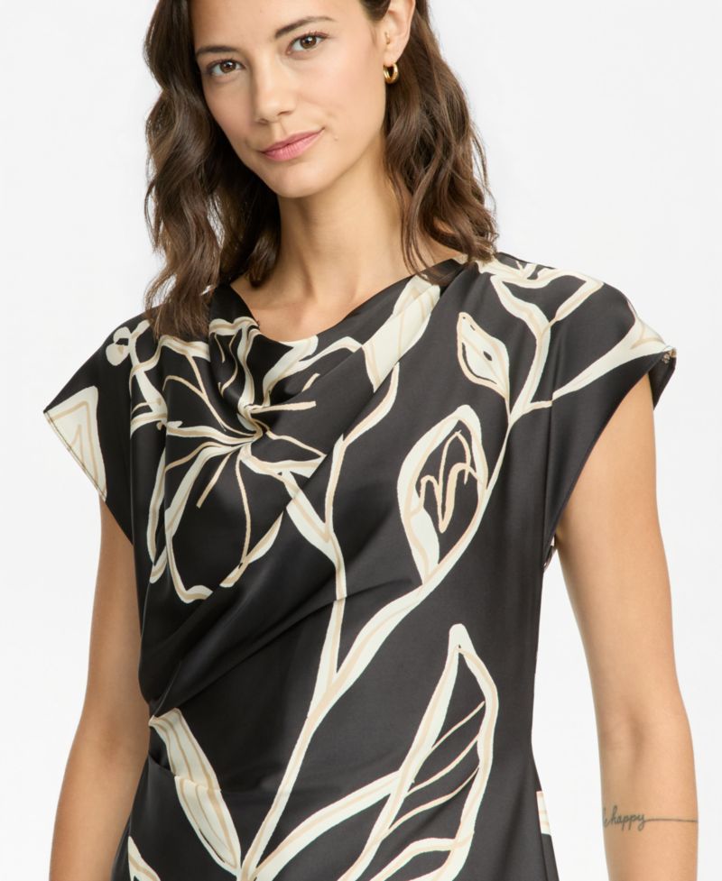 Women's Cap-Sleeve Asymmetric-Hem Dress