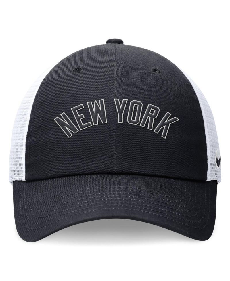 Men's Navy New York Yankees Evergreen Wordmark Trucker Adjustable Hat