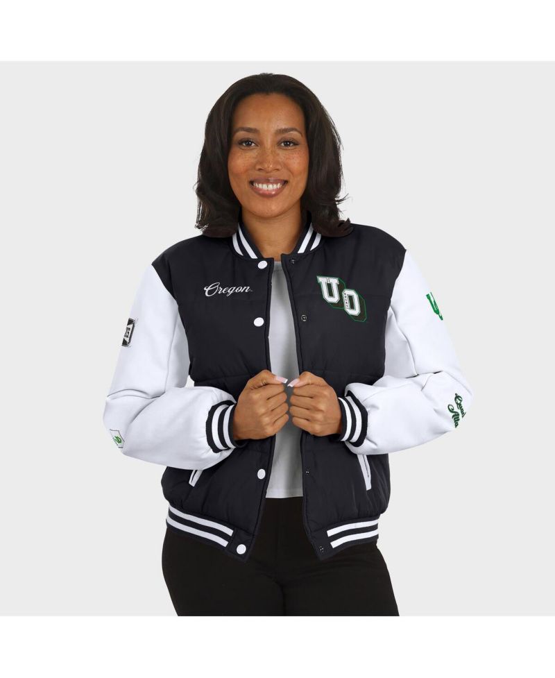 Women's Black Oregon Ducks Varsity Puffer Jacket