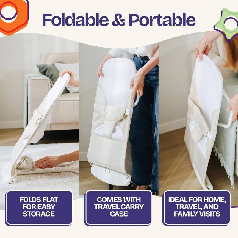 Kids Portable 2 in 1 Bouncer – Versatile Bouncer Chair Bouncer with Ergonomic Support to Use, Oatmeal