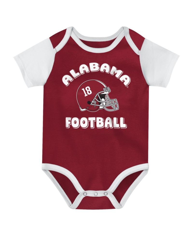 Baby Boys and Girls Crimson Alabama Crimson Tide Star Player Three-Piece Bodysuit Set