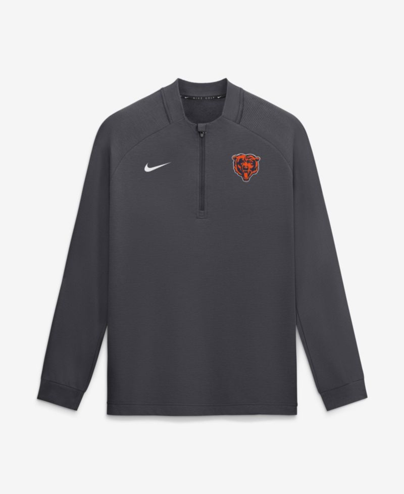 Men's Anthracite Chicago Bears Par Raglan Tri-Blend Therma-FIT Half-Zip Pullover