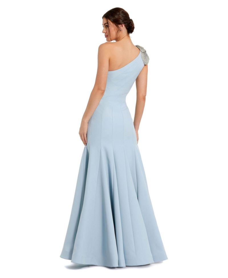 Petite One-Shoulder Gown with Floral Detail