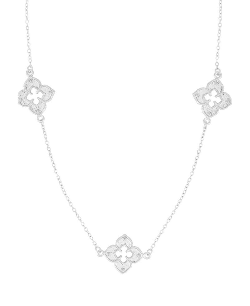 Silver 36" Clover Station Necklace