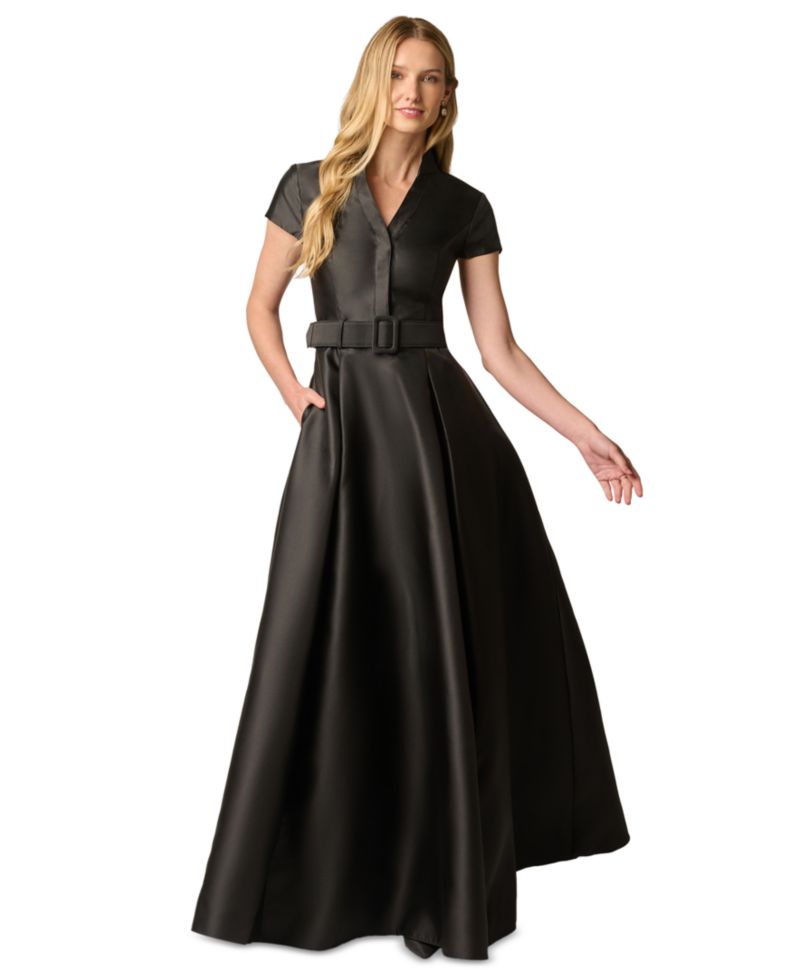 Women's V-Neck Short-Sleeve A-Line Gown