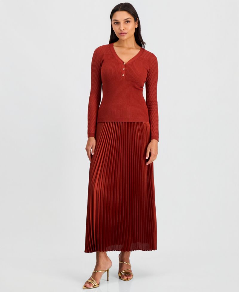 Women's Yusra V-Neck Long-Sleeve Half-Button Sweater