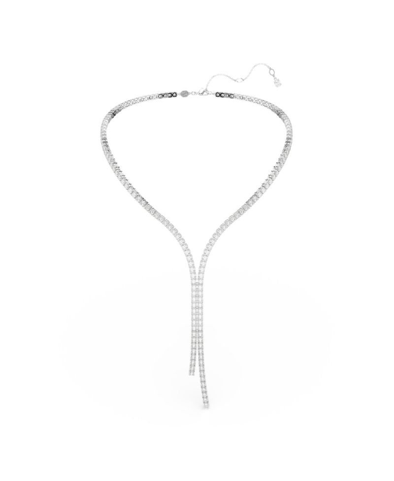Matrix Round Cut White Rhodium Plated Y Necklace