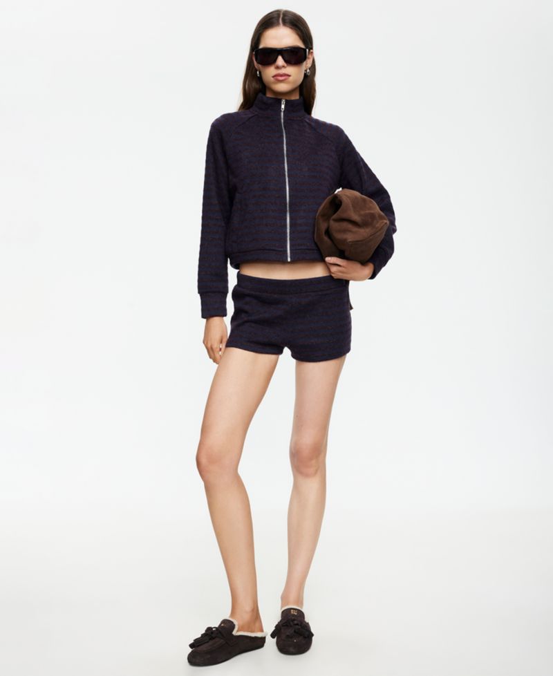 Women's Striped Funnel Neck Jacket