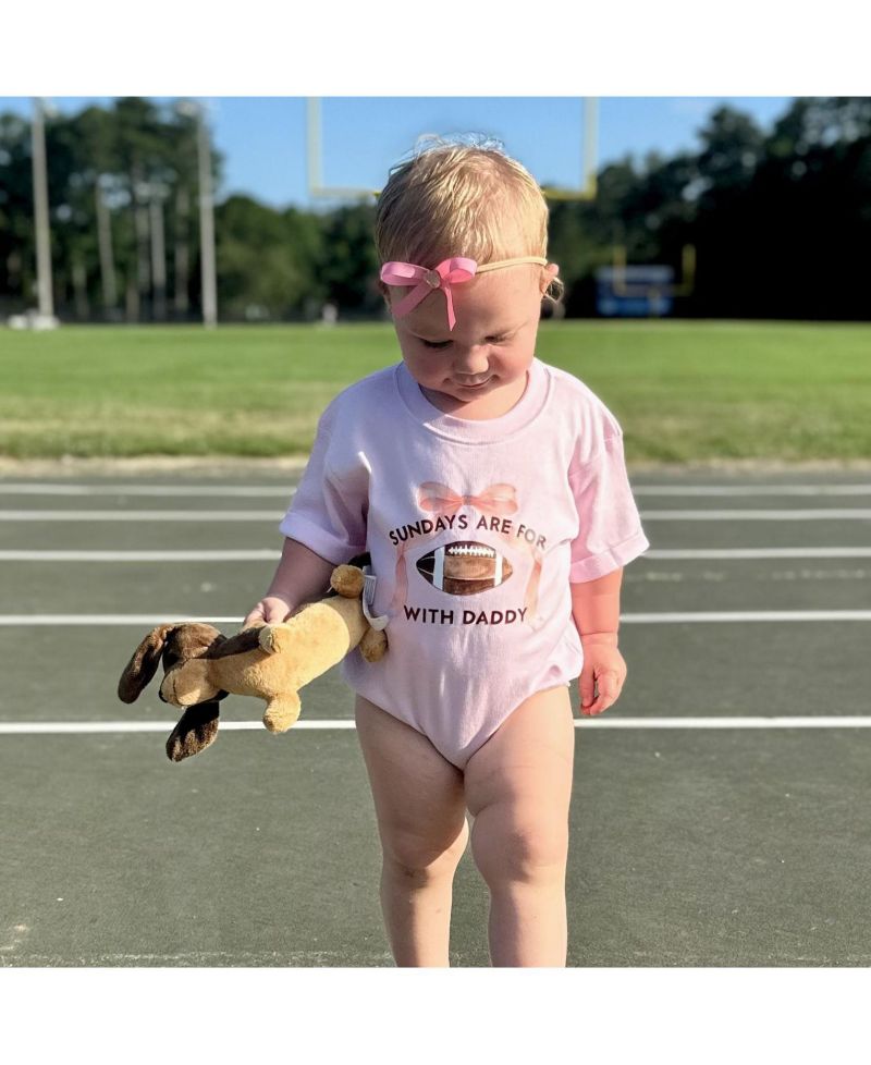 Baby Girls Sundays Are For Football Short Sleeve Romper