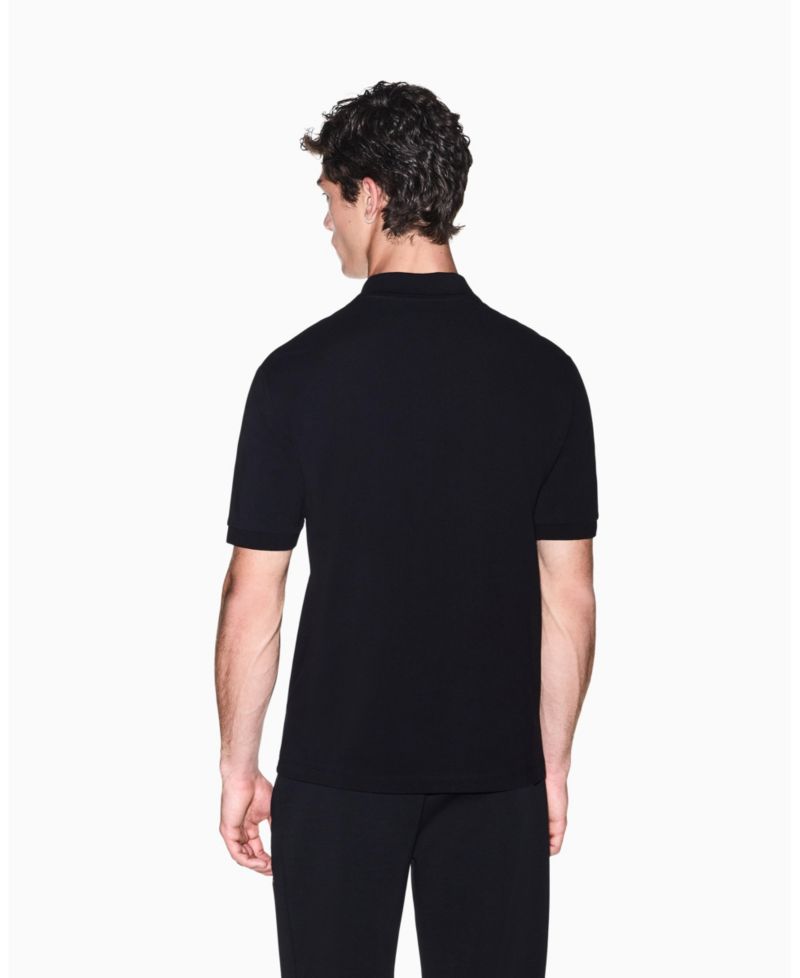Men's Black And Gold Short Sleeves Pique Polo Shirt