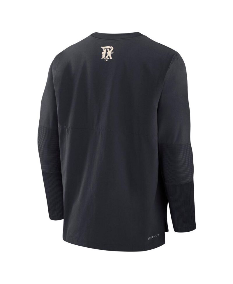 Men's Black Texas Rangers Authentic Collection City Connect Lightweight Player Tri-Blend Performance Long Sleeve T-Shirt