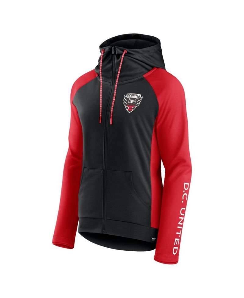 Women's Black/Red D.C. United Iconic Raglan Full-Zip Hoodie