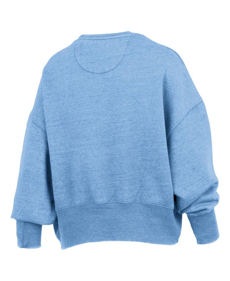 Women's Carolina Blue North Carolina Tar Heels Oversized Waist-Length Crewneck Sweatshirt