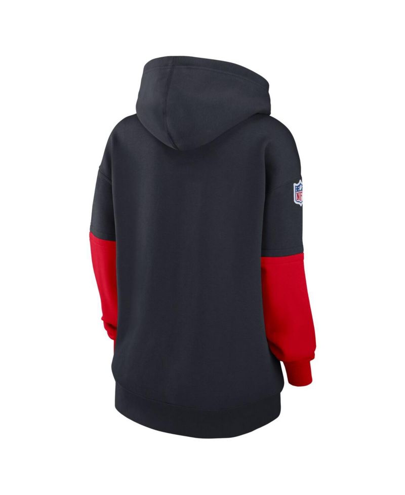 Women's Navy Houston Texans 2024 Sideline Essential Fleece Pullover Hoodie