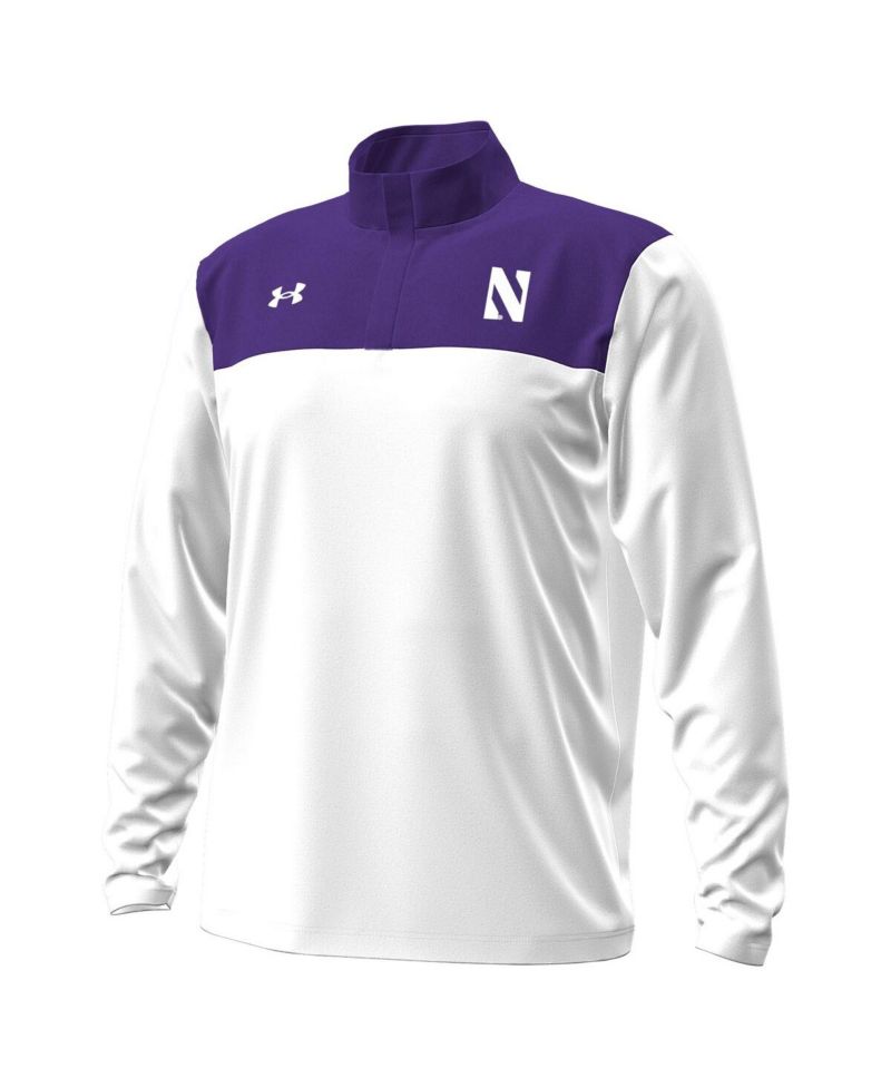 Men's White/Purple Northwestern Wildcats Green Blocked Quarter-Zip Pullover Hoodie