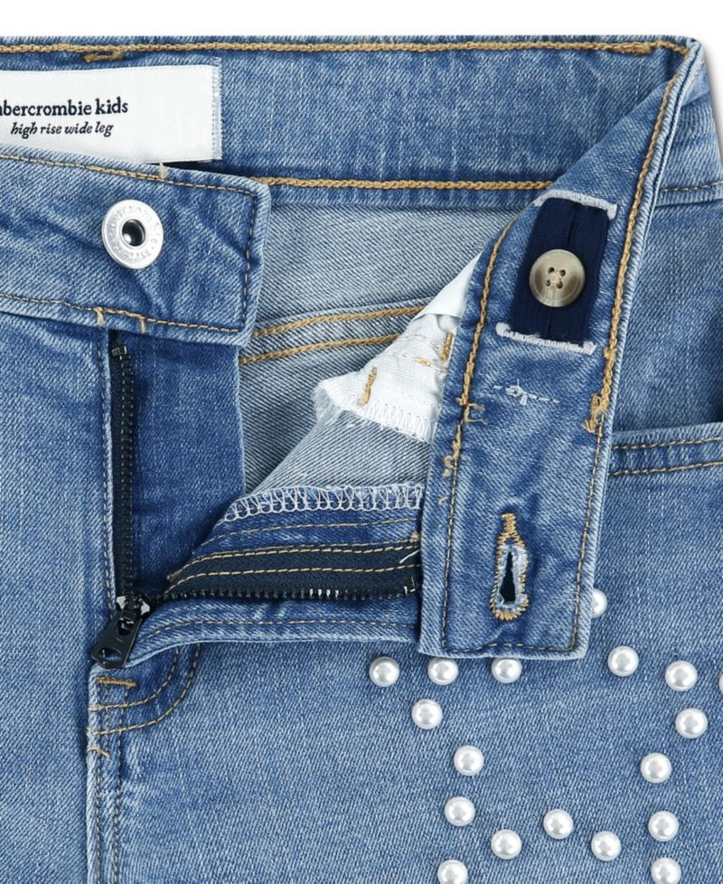 Girls' 5-16 Pearly High-Waisted Wide-Leg Jeans
