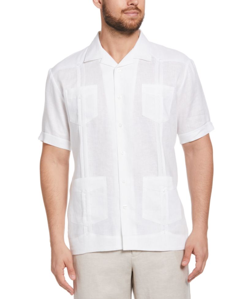 Men's 100% Linen Short Sleeve 4 Pocket Guayabera Shirt