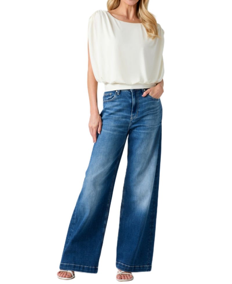 Women's Aundrea Boat-Neck Draped Sleeveless Top