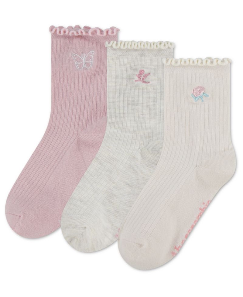 Girls' 5-11 Half-Crew Lettuce Socks, 3-Pack