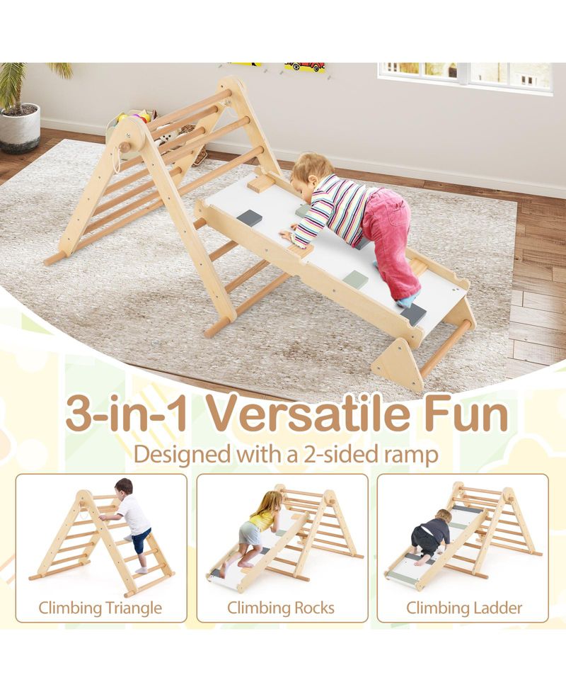 Pikler Triangle 3-in-1 Foldable Climbing Set