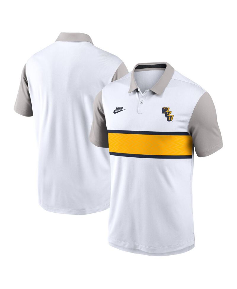 Men's White/Gray West Virginia Mountaineers Athletic Prep Legacy Logo Vapor Performance Polo Shirt