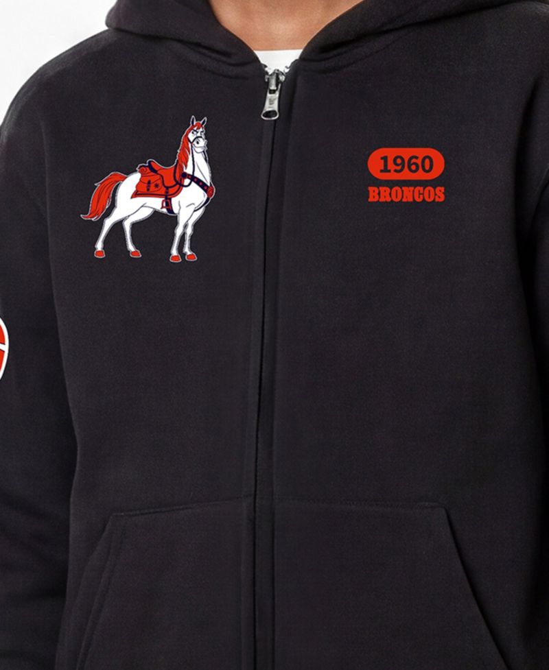 Big Boys and Girls Black Denver Broncos Disney X Champion Full-Zip Hoodie