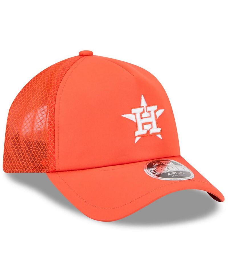 Men's Orange Houston Astros 2026 Batting Practice Apex 9FORTY Adjustable Trucker Hat