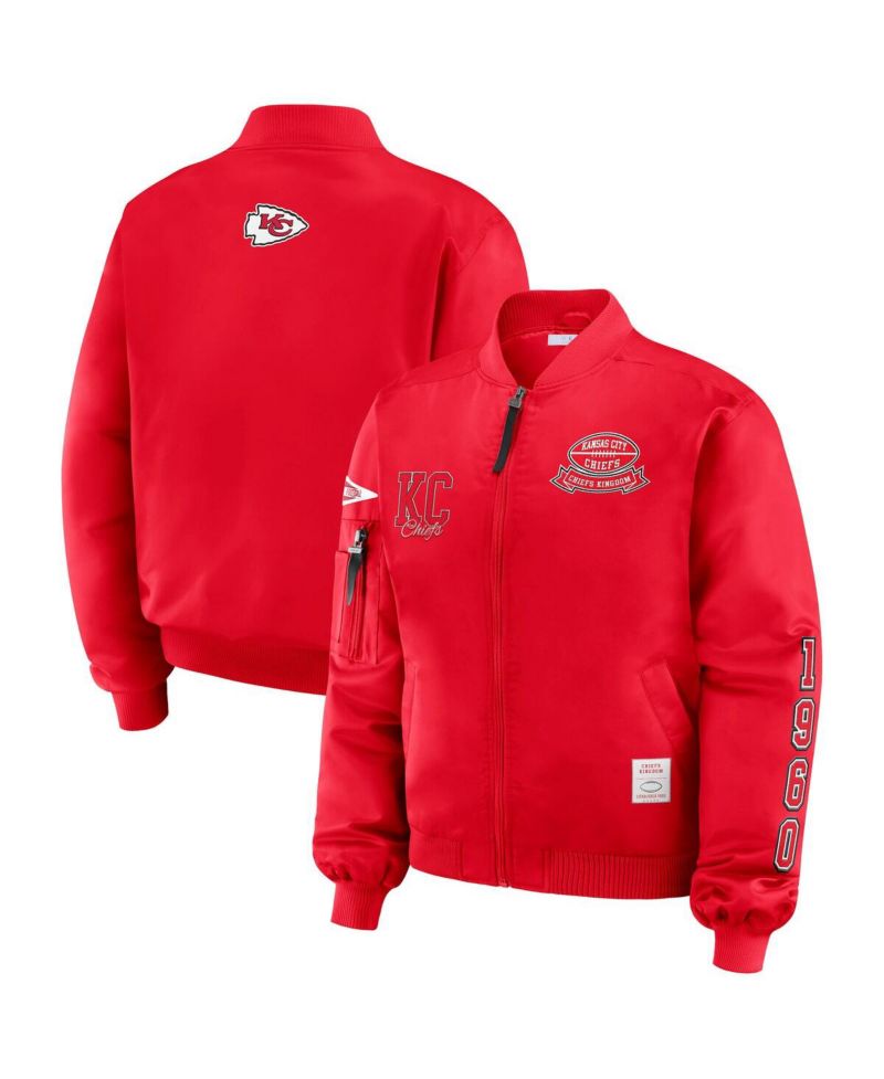 Women's Red Kansas City Chiefs Patch Full-Zip Bomber Jacket