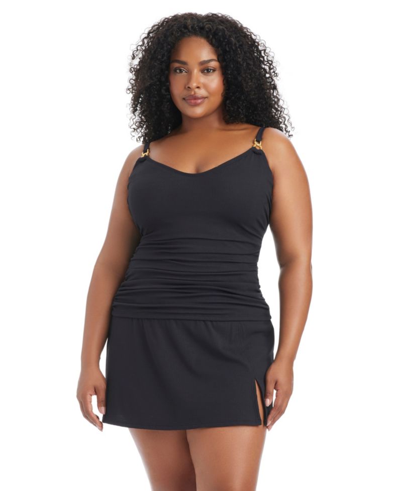 Plus Size Pique Ole Scoop Neck Tankini Swim Top