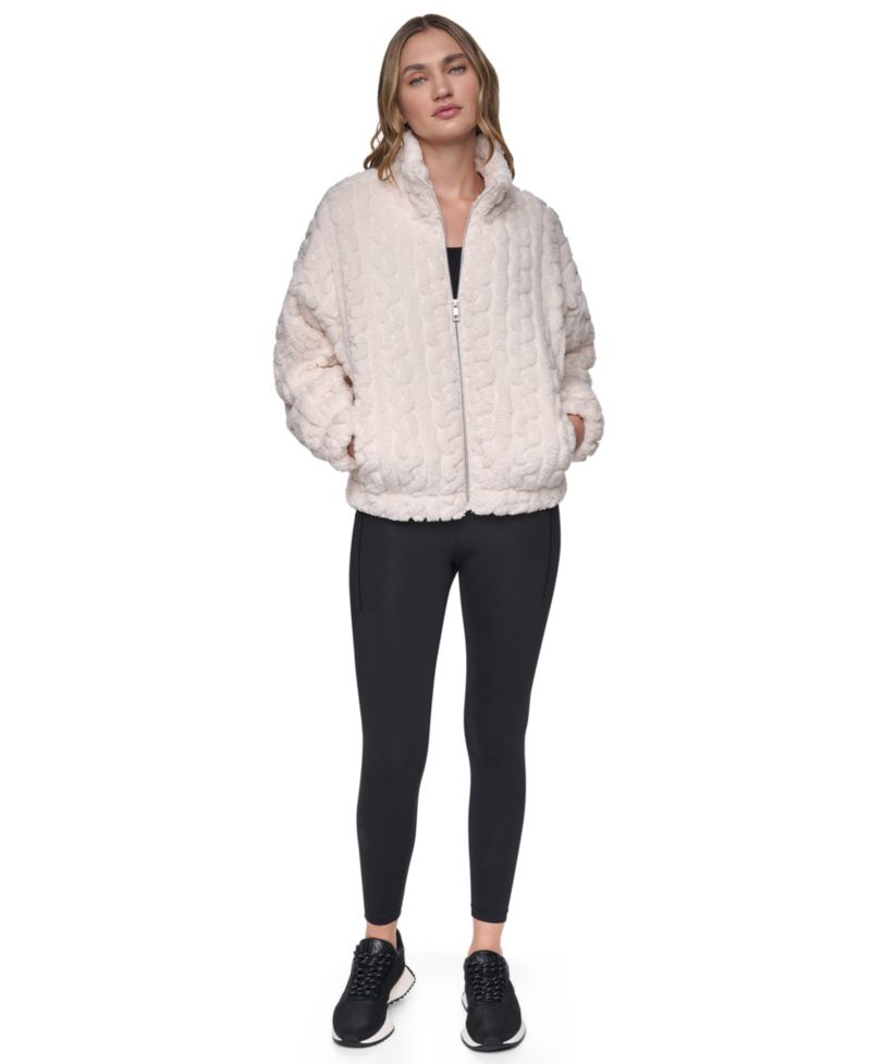 Women's Cable-Patterned Sherpa Full Zip Jacket
