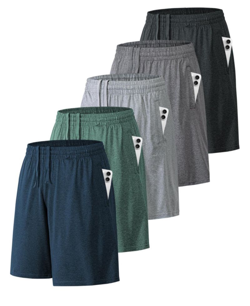 5 Pack Mens Quick Dry Athletic Workout Shorts With Pockets Fitness Training