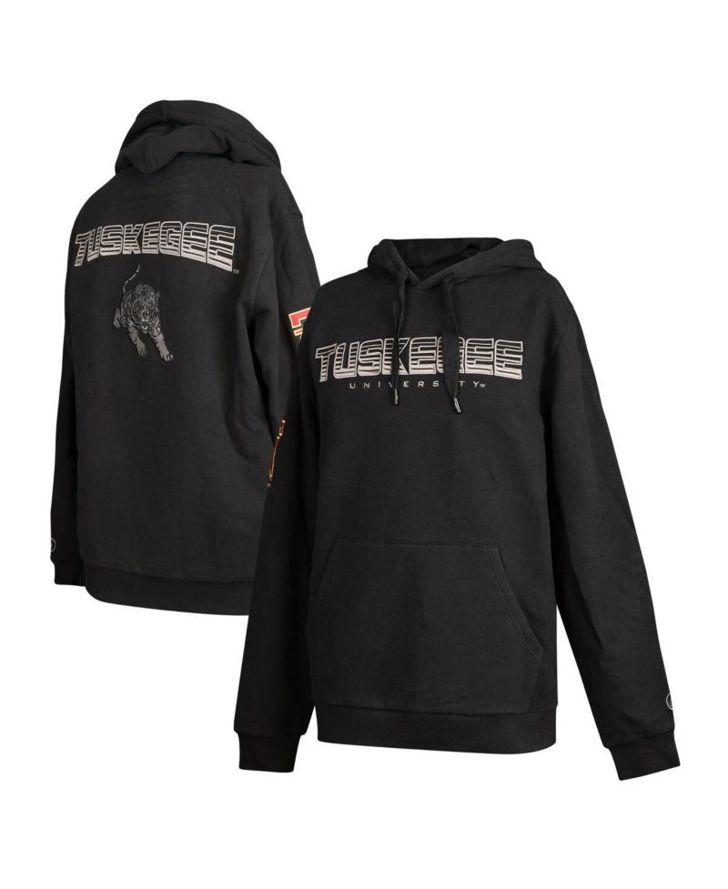Men's Black Tuskegee Golden Tigers Puff Print Sliced Pullover Hoodie