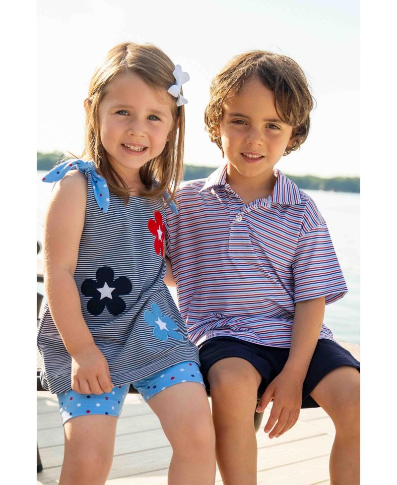 Baby Girl Stripe Knit Short Set With Flowers and Stars