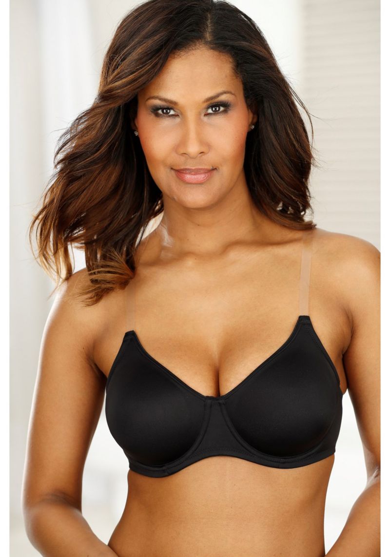 Women's Clear Strap Underwire Non-Padded T-Shirt Bra