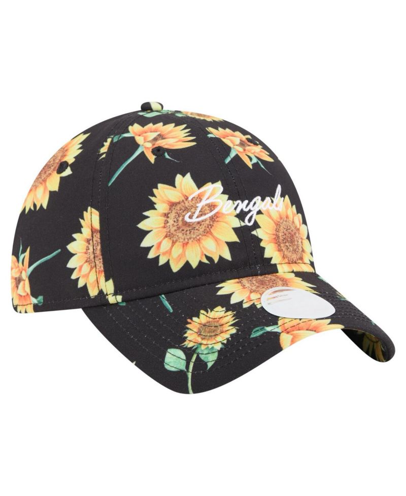 Women's Black Cincinnati Bengals Adventure Sunflower 9TWENTY Adjustable Hat