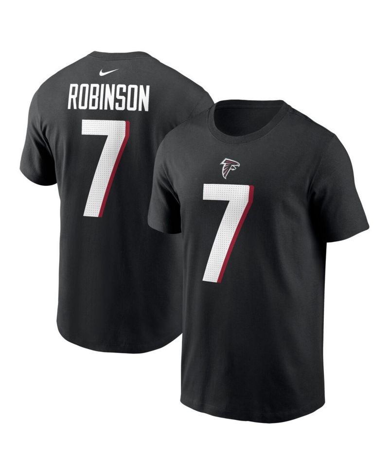 Men's Bijan Robinson Black Atlanta Falcons 2023 NFL Draft First Round Pick Player Name and Number T-shirt