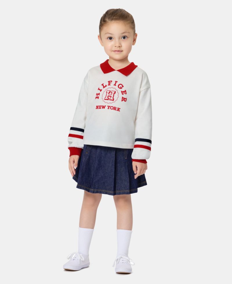 Girls' 2T-6X Ribbed Collared Top and Skort, 2-Piece Set