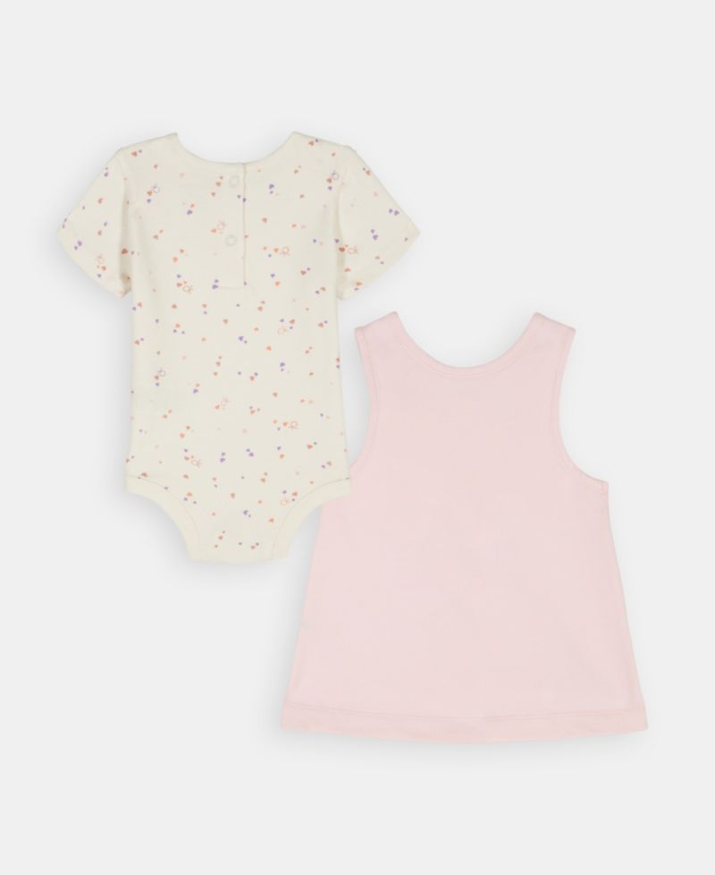 Baby Girls' Printed Bodysuit and Applique Detail Skirtall, 2-Piece Set