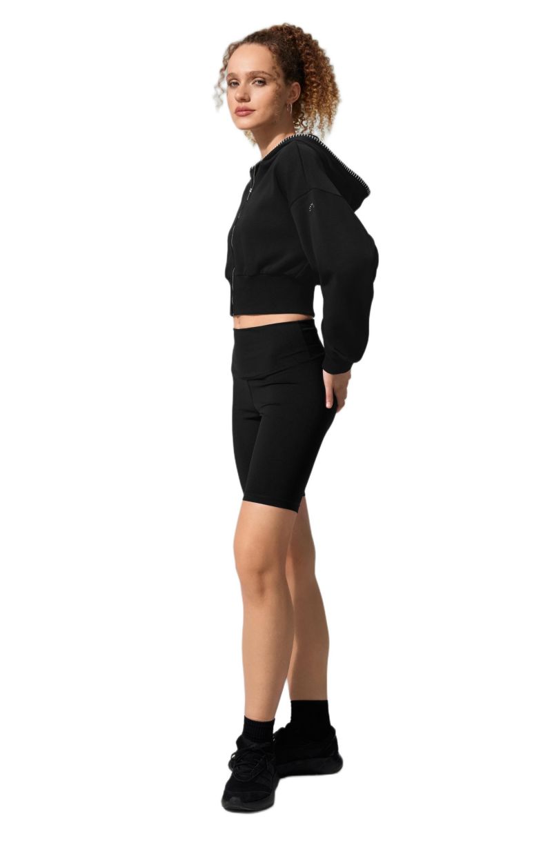 Women's Cropped Fit Seamflow Drift Full-Zip Front Closure Sweatshirt