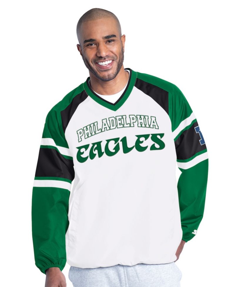 Men's White Philadelphia Eagles Infield Play Raglan Pullover Jacket