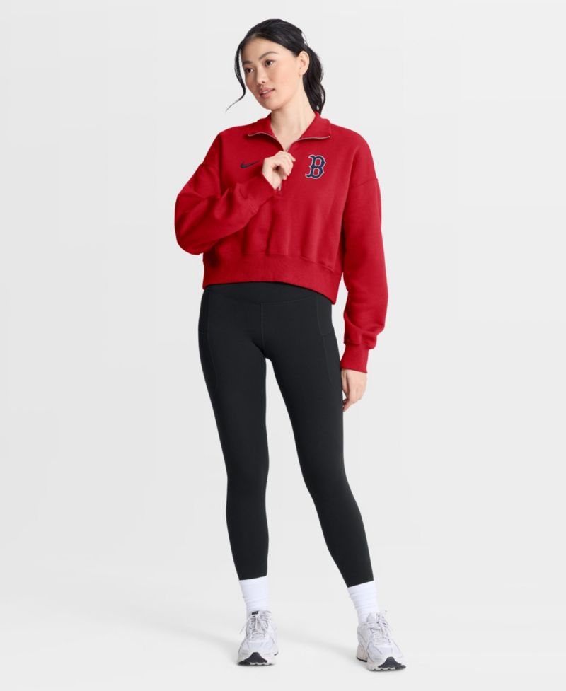 Women's Boston Red Sox Primetime Phoenix Half-Zip Cropped Oversized Fleece Sweatshirt