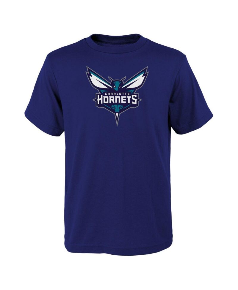 Big Boys and Girls Purple Charlotte Hornets Primary Logo T-Shirt