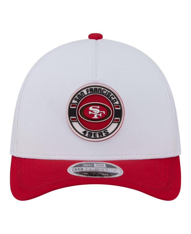 Men's White/Scarlet San Francisco 49ers Patch 39THIRTY A-Frame M-Crown Perforated Flex Hat