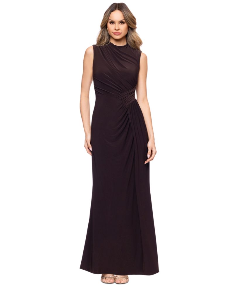 Petite Sleeveless Mock-Neck Ball Gown