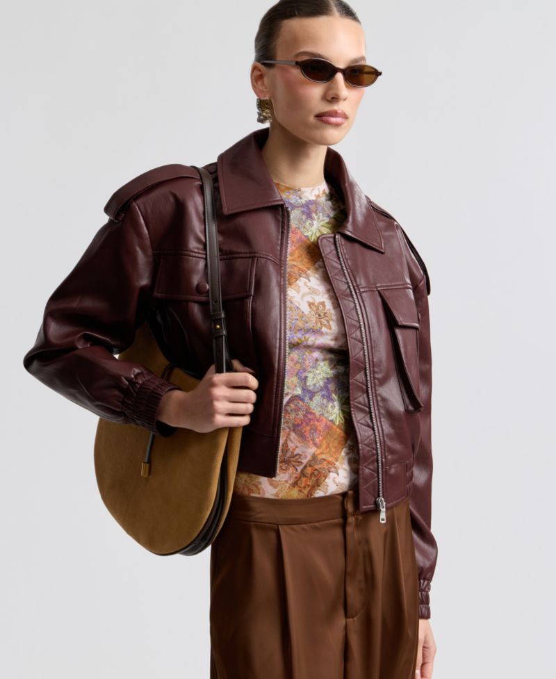 Women's Oversized Faux Leather Jacket
