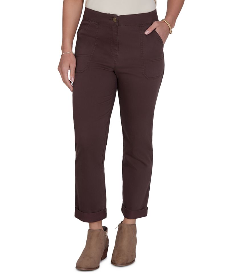 Petite Enzyme Wash Straight-Leg Cropped Pants