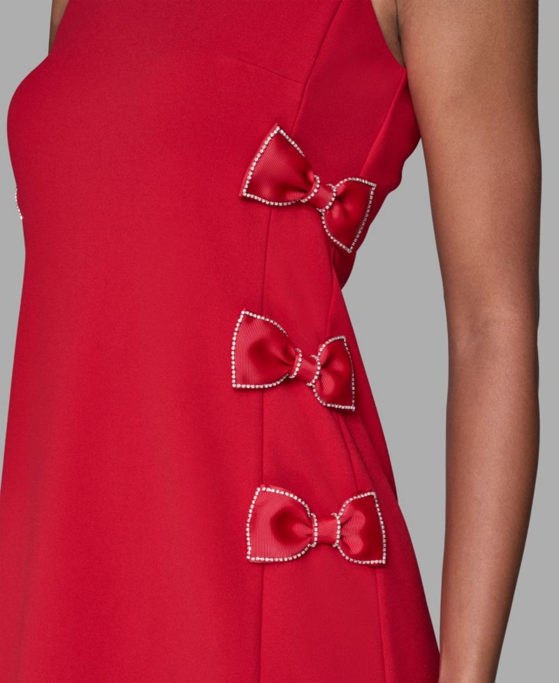 Women's Bow Detail Crew Neck Sheath Dress
