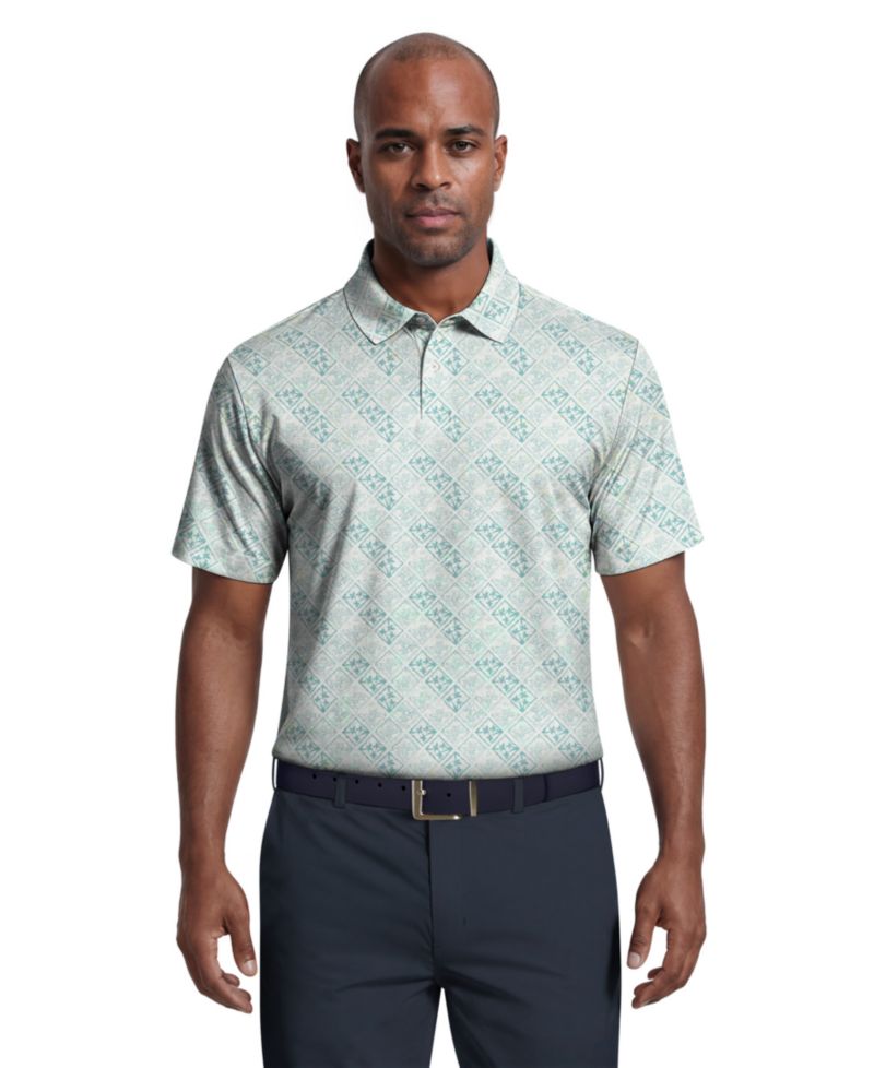 Men's Tropical Argyle Print Golf Polo Shirt